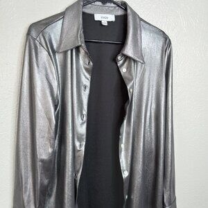 Metallic Shine Button-Up Inspired Vintage Shirt Size L